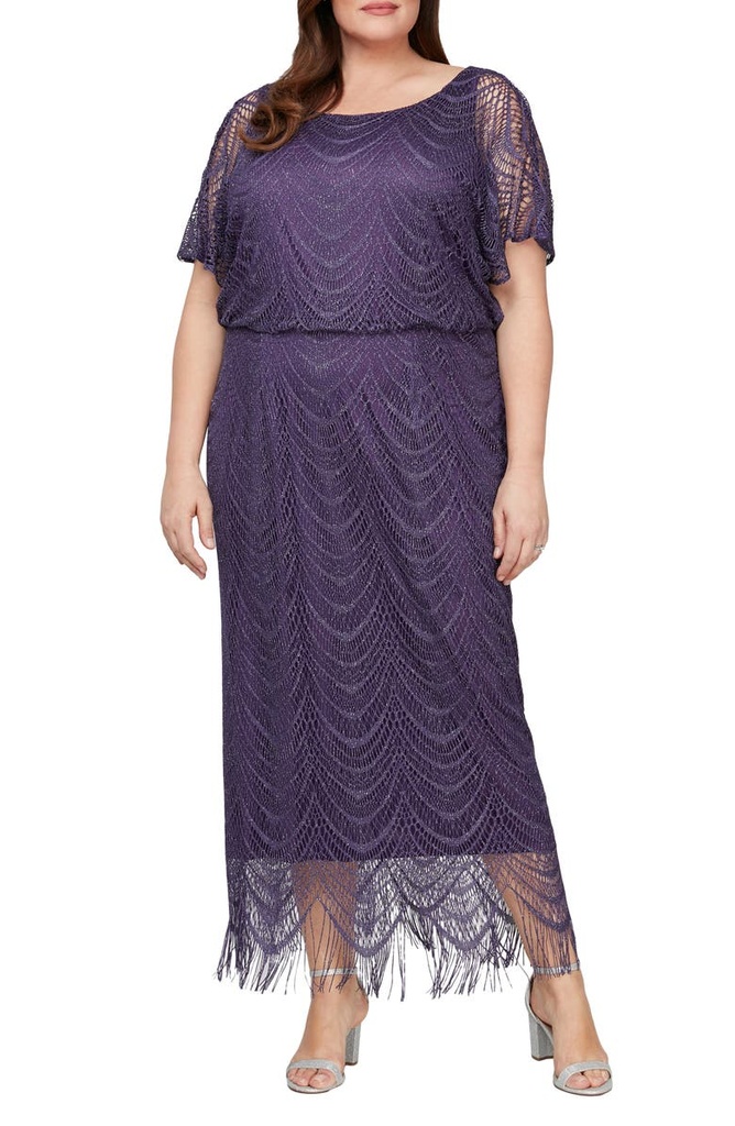Vestido midi tipo blusón metalizado
