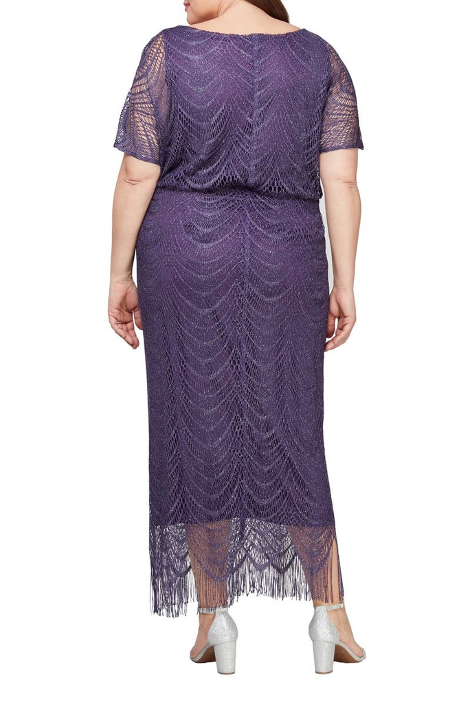 Vestido midi tipo blusón metalizado
