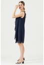 Vestido formal de gasa con escote joya