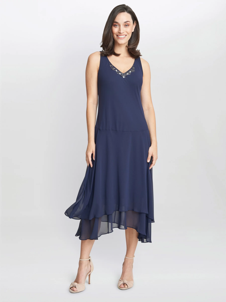 Vestido midi de gasa con chaqueta Cheryl