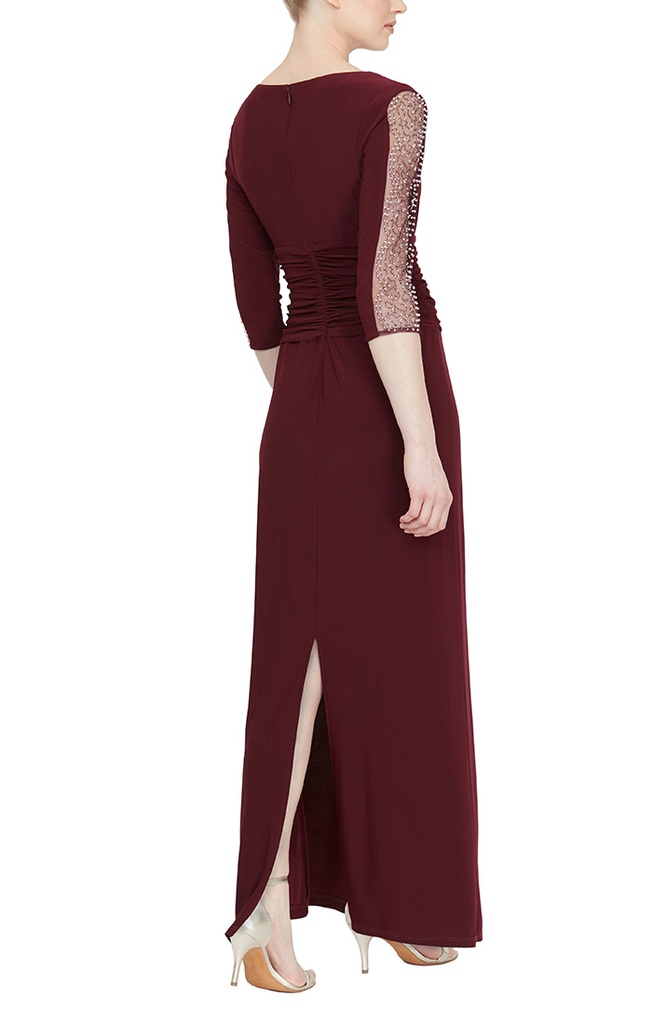 Vestido largo de jersey mate drapeado