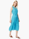 Vestido midi de lino con volantes