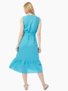 Vestido midi de lino con volantes