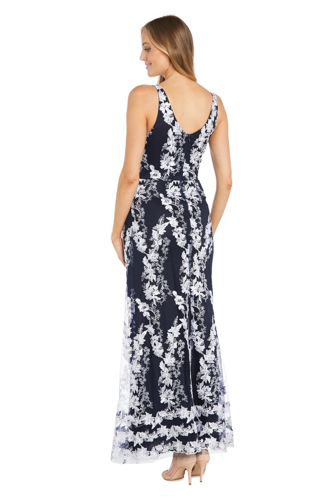 Vestido largo floral adornado