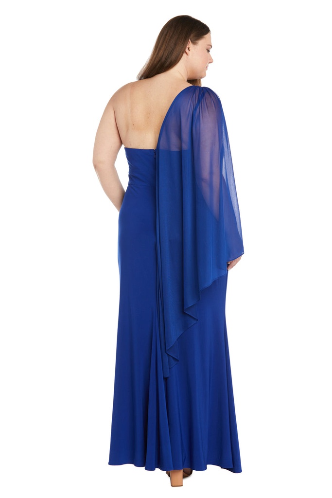 Vestido largo con capa de un hombro
