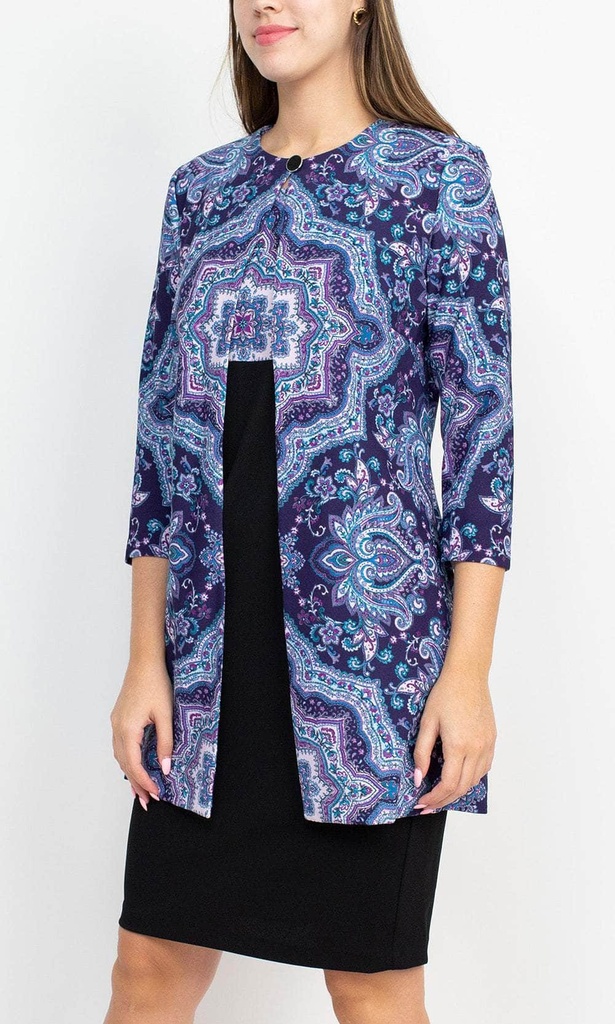 Vestido de crepé con estampados múltiples