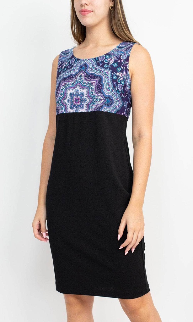 Vestido de crepé con estampados múltiples