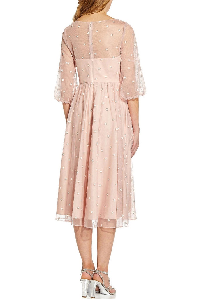 Vestido midi con escote ilusion 