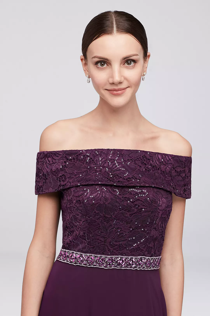 Vestido de gasa con encaje