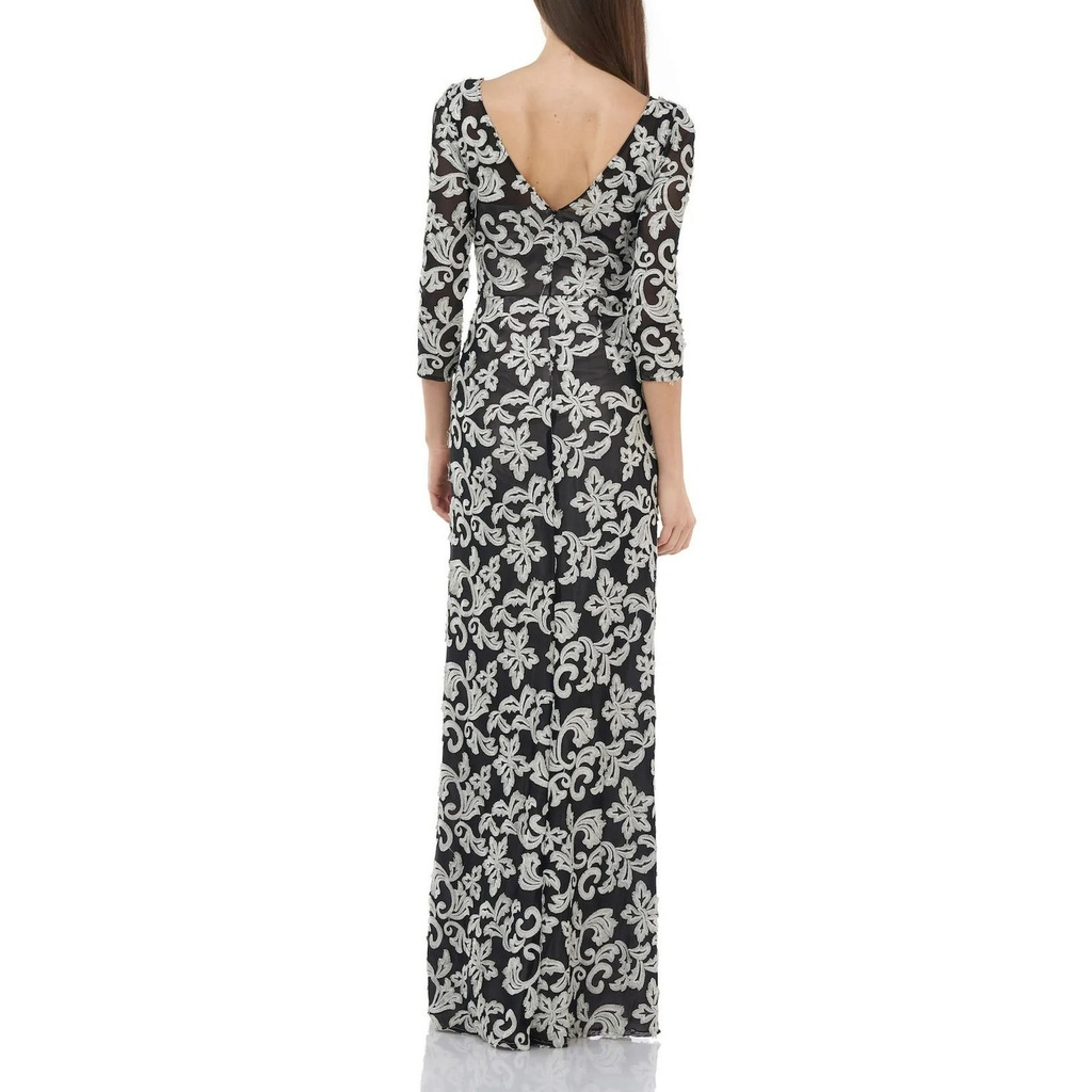 Vestido largo de malla bordada 