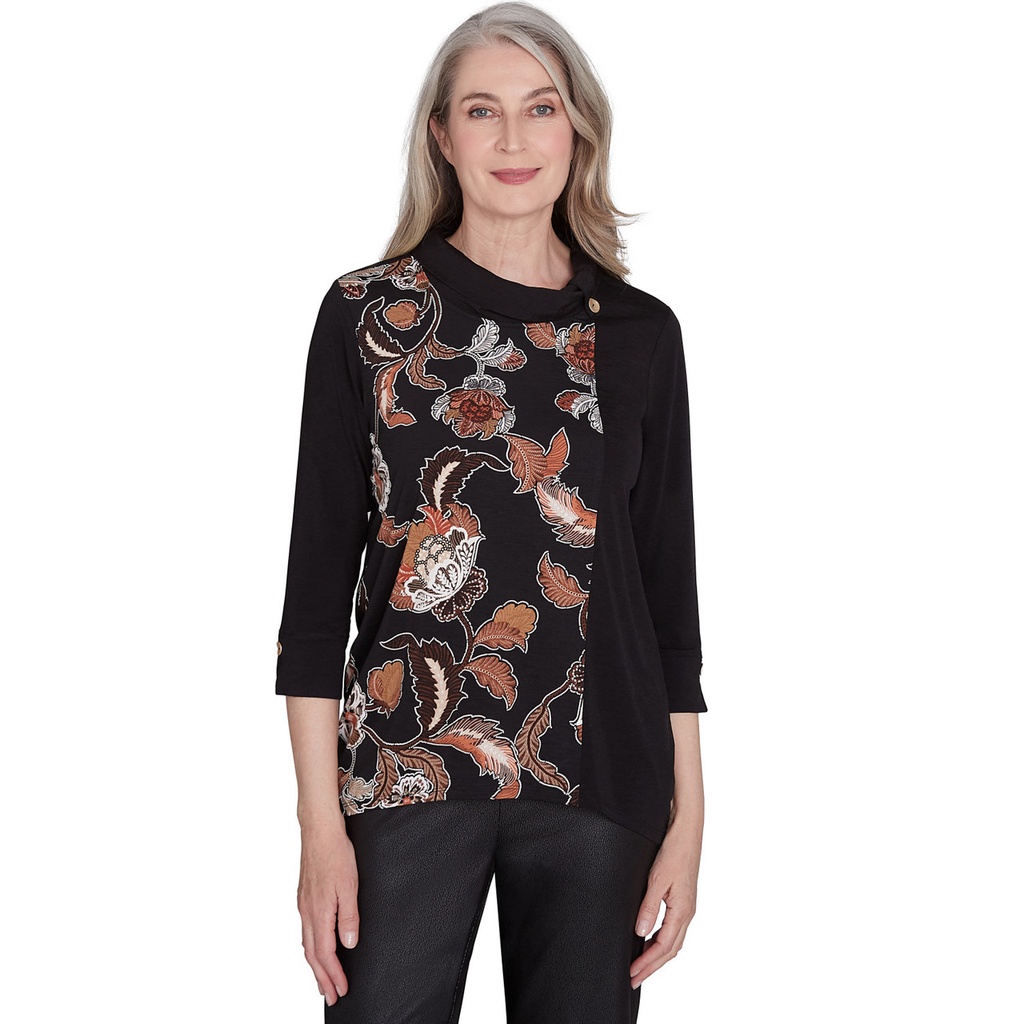 Suéter con textura floral y cuello vuelto
