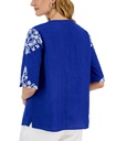 Blusa de lino con escote en V y bordado