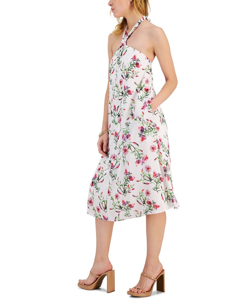 Vestido floral con cuello halter