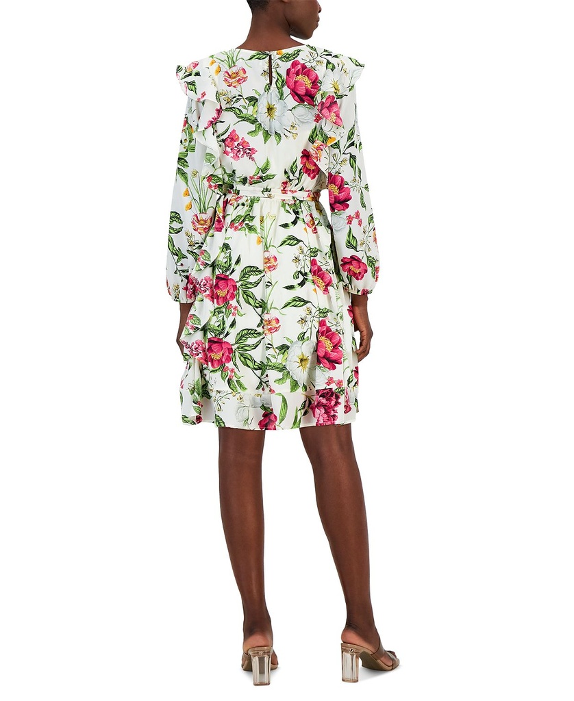 Vestido mini floral con volantes