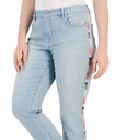Jeans capri con lineas bordadas