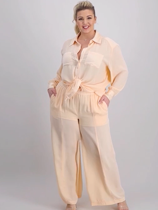 Pantalán ancho con ribete de satén