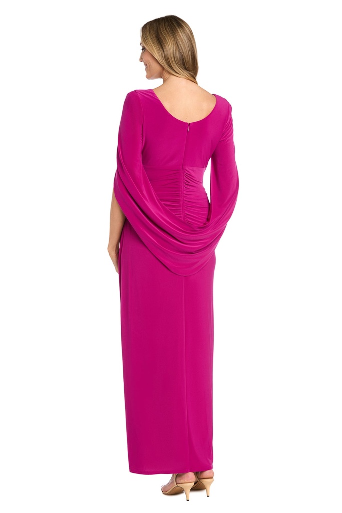 Vestido largo con hombros drapeados