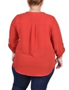 Blusa de cuello mandarín de mangas 3/4