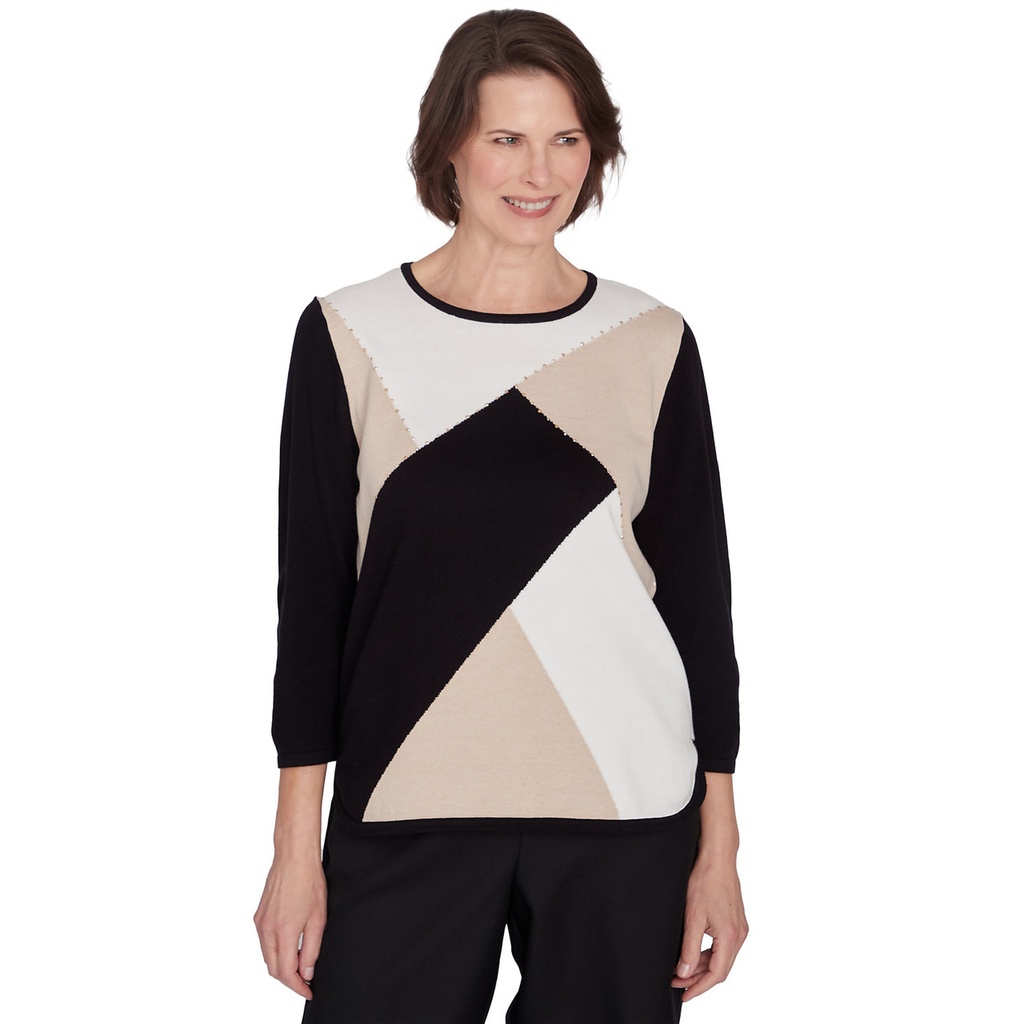 Blusa con cuentas y bloques de color 