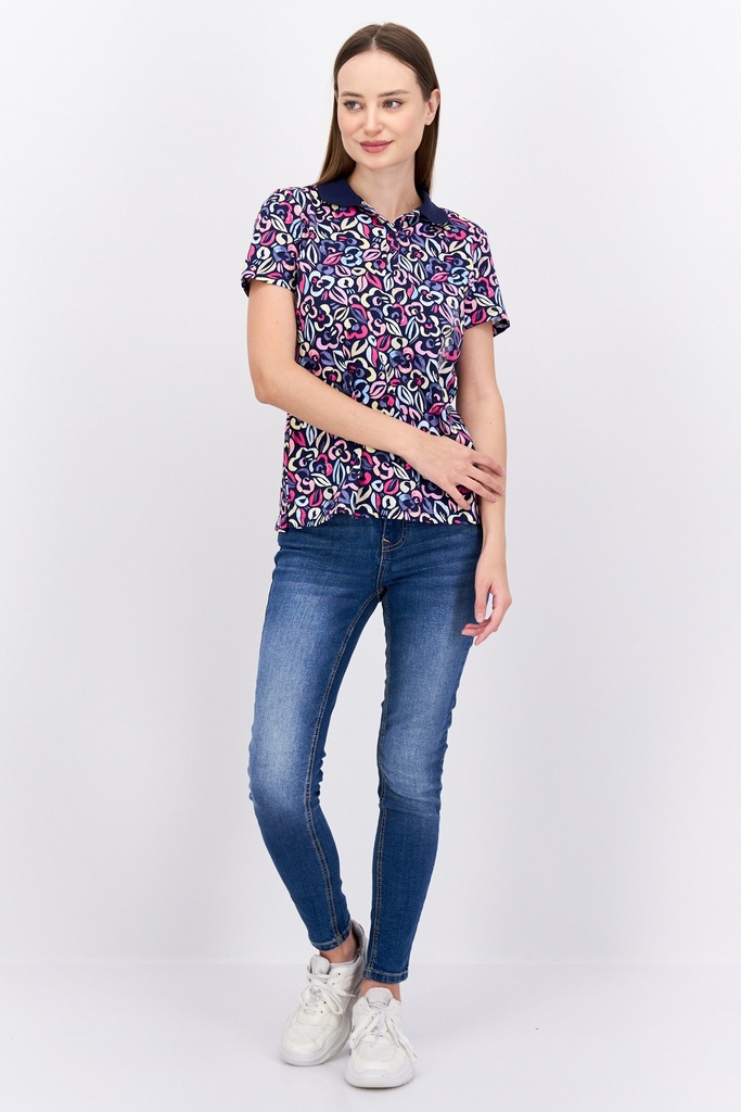 Blusa tipo polo estampado abstracto
