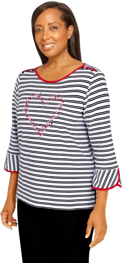 Blusa con rayas bordado corazon