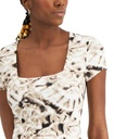 Blusa de canalé estampado teñido