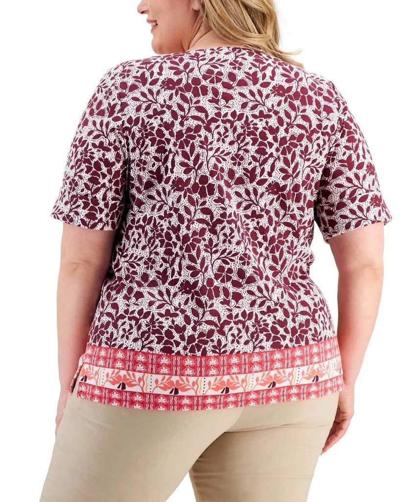 Blusa estampada con escote barco