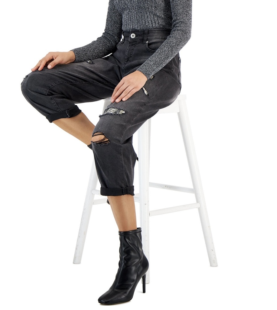 Jeans boyfriend rip & reptile