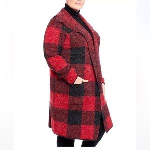 Abrigo escoces con cuello de solapa