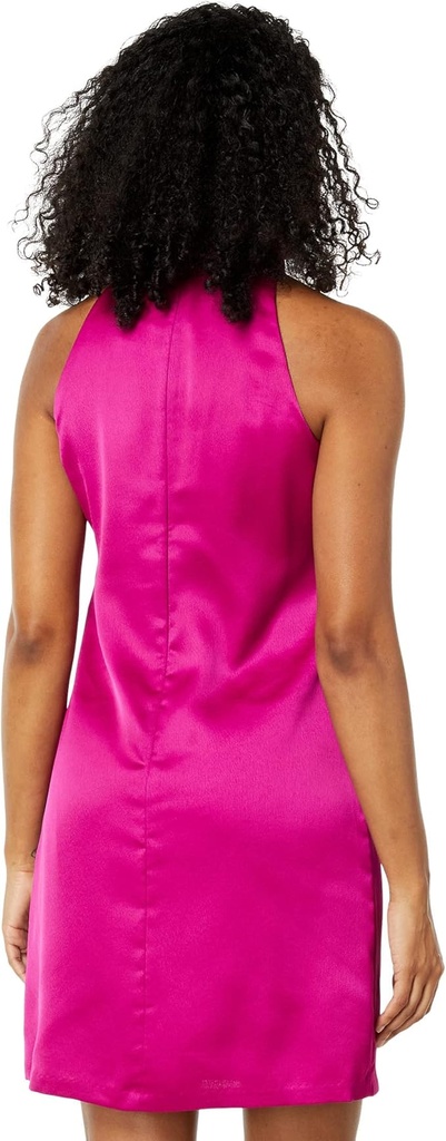 Vestido recto con cuello de lazo