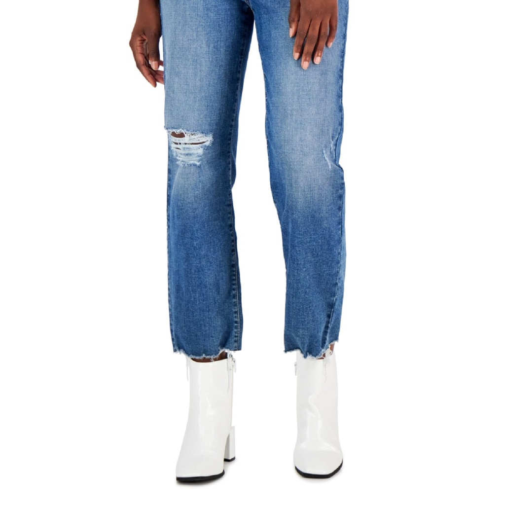 Jeans de pierna recta degastados