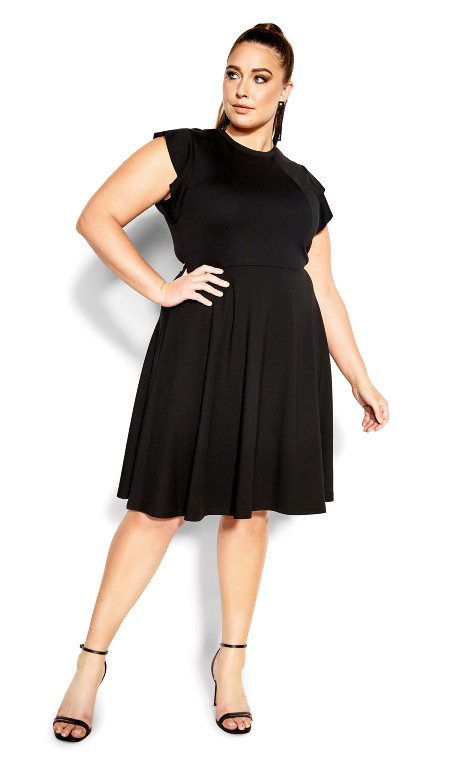 Vestido con volantes en los hombros
