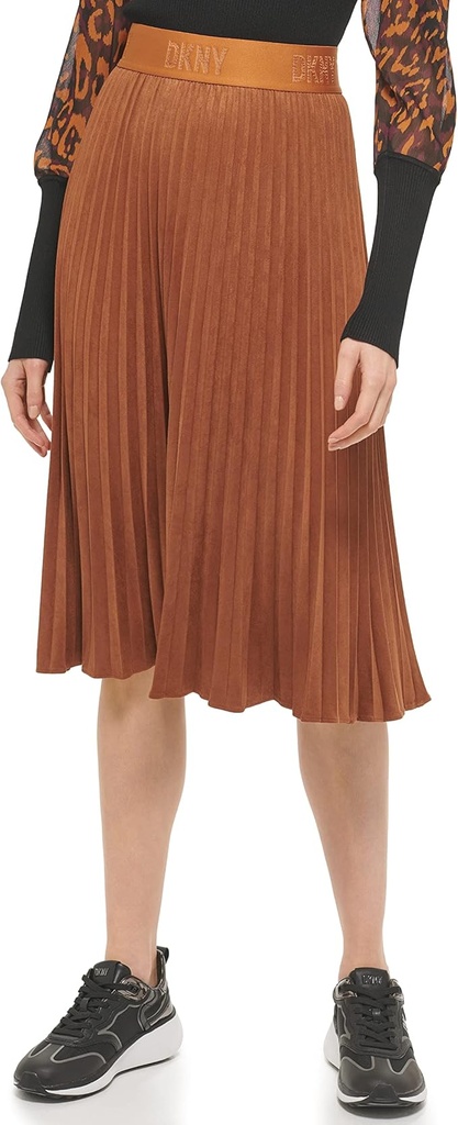 Falda midi plisada ante sintético