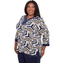 Blusa con ribete geométrico y ojales
