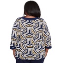 Blusa con ribete geométrico y ojales