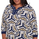 Blusa con ribete geométrico y ojales