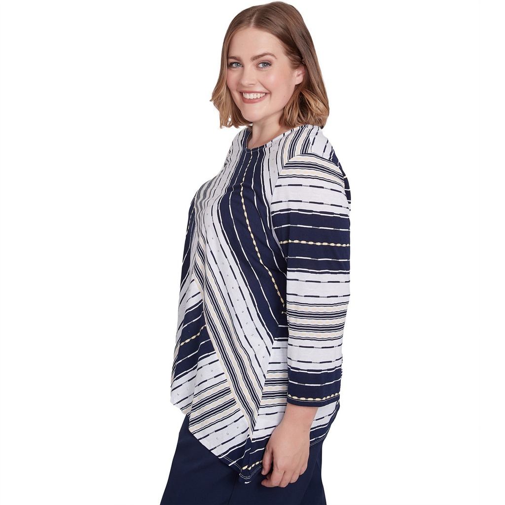 Blusa texturizada con cuello redondo