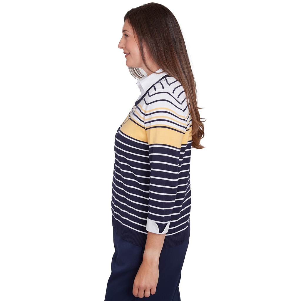 Suéter de rayas dos en uno con collar