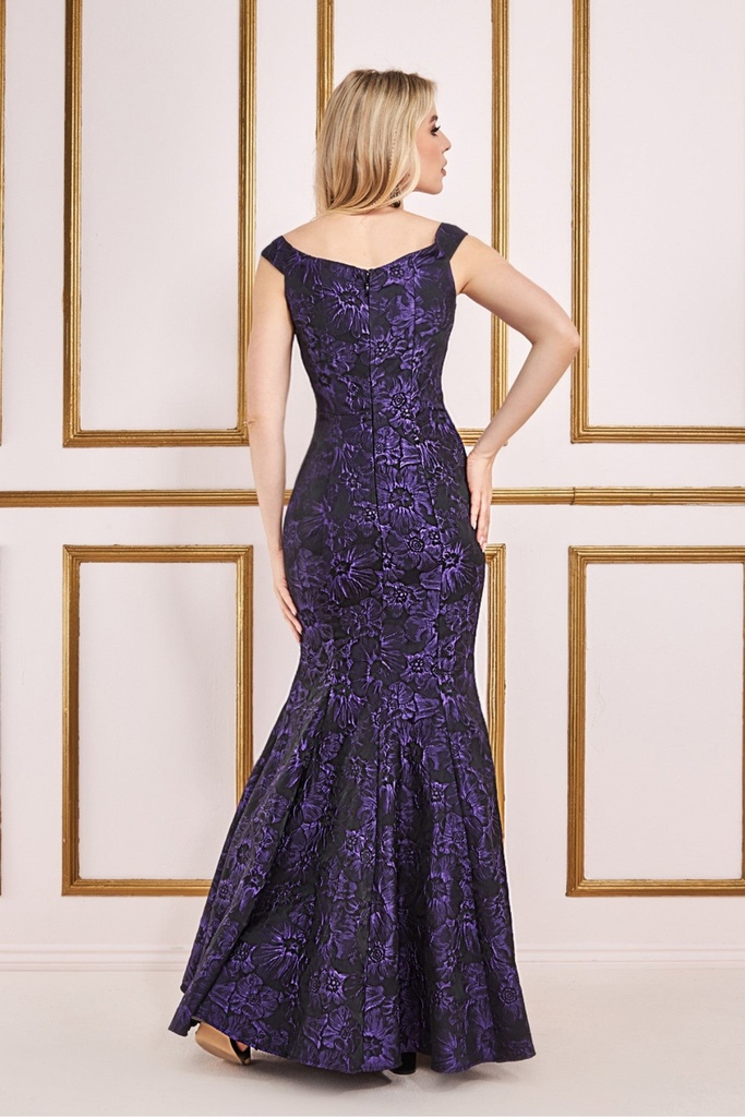 Vestido largo con escote bardot