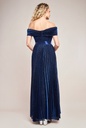 Vestido plisado de escote Bardot