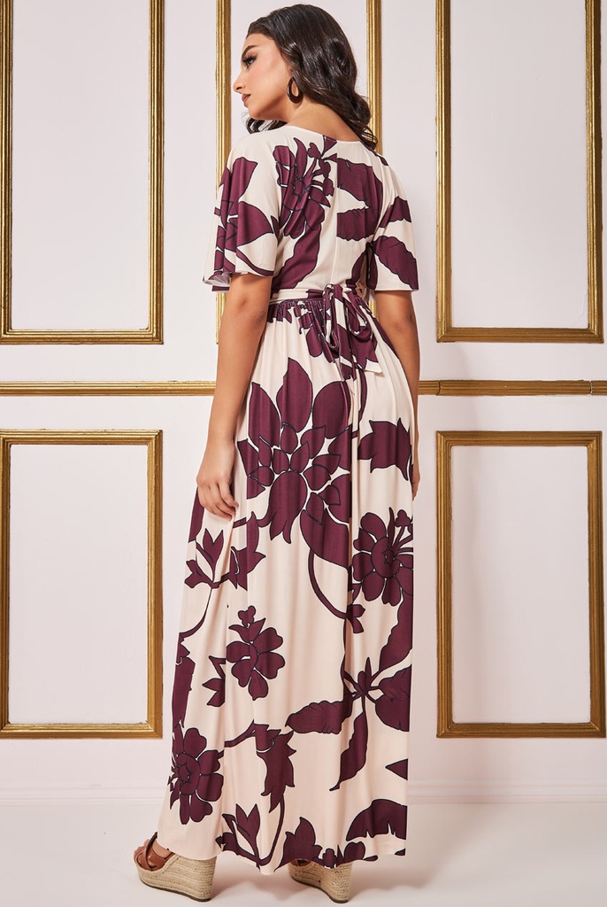 Vestido floral con escote traslapado