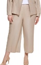 Pantalón crop ancho de sarga