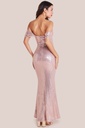 Vestido de lentejuelas y mangas caìdas