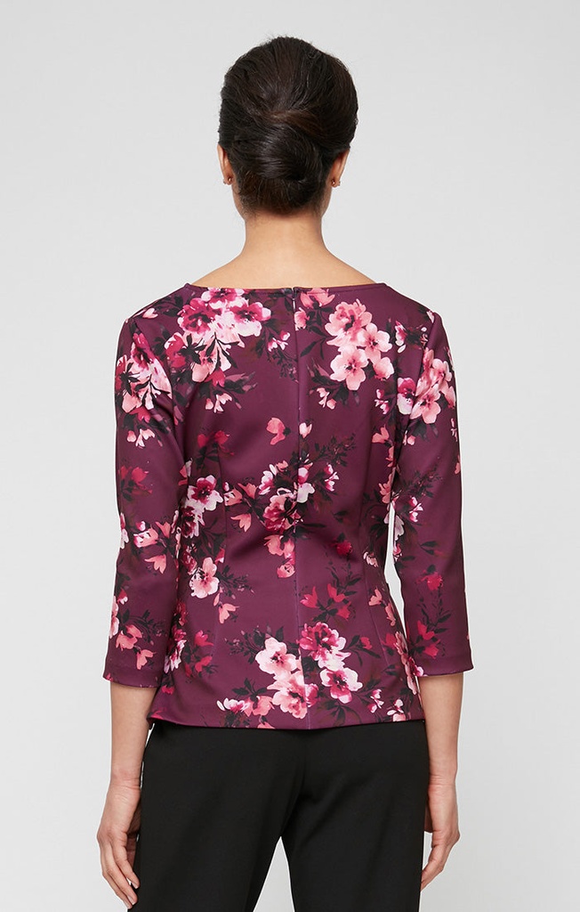 Blusa floral de escote traslapado