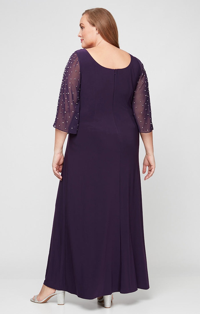 Vestido plisado con mangas abiertas