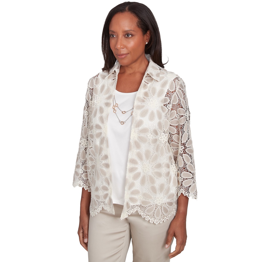 Blusa dos en uno de encaje Almond