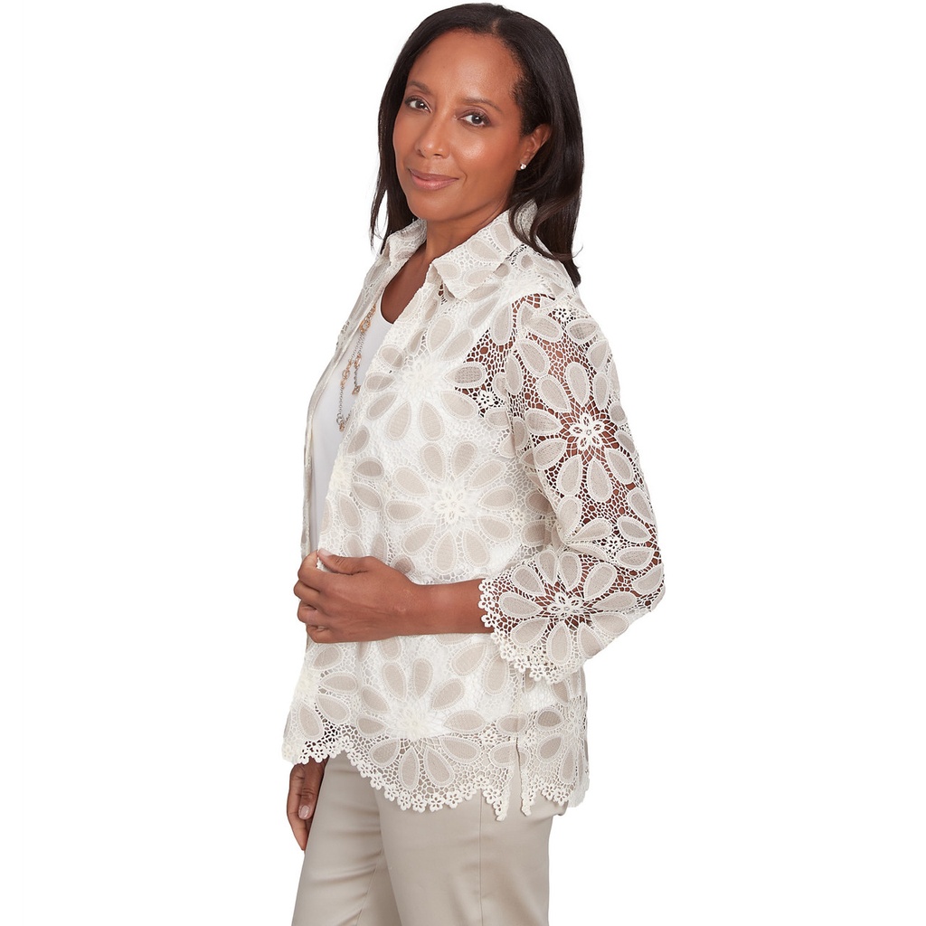 Blusa dos en uno de encaje Almond
