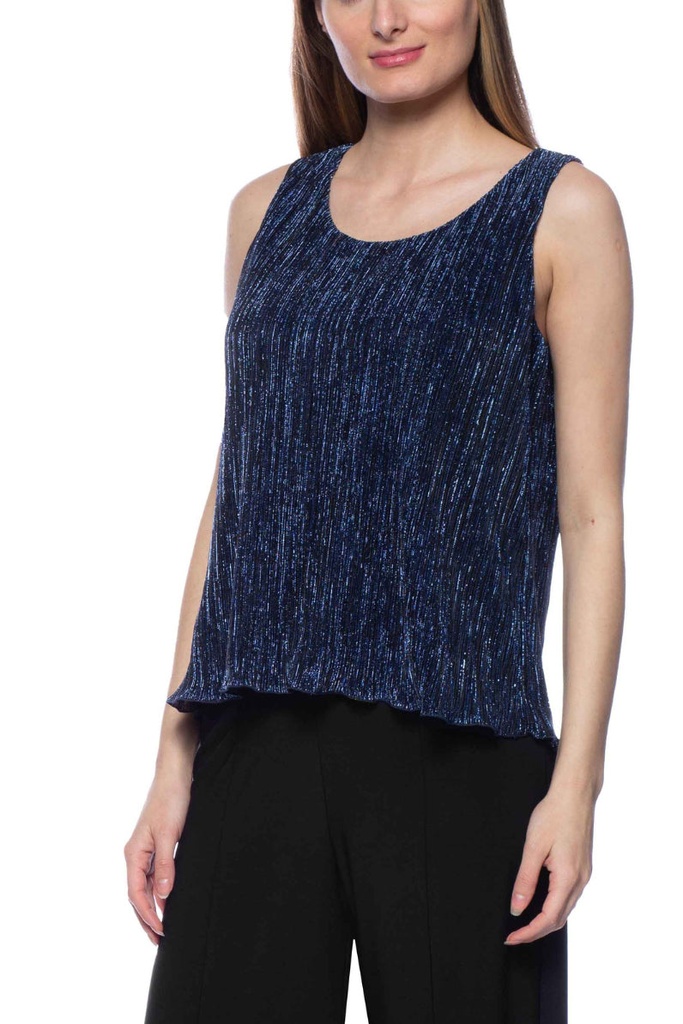 Blusa de gasa metalizada plisada