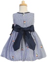 Vestido a rayas con flores bordadas