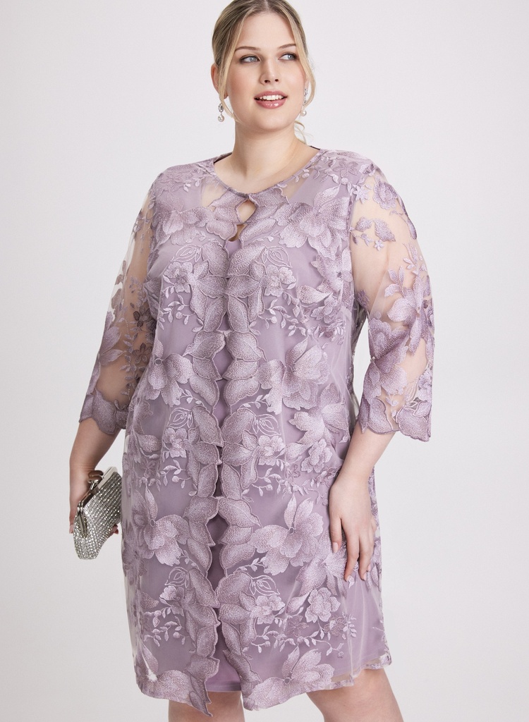 Vestido de jersey con adornos florales